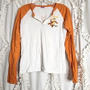 VTG Disney Tigger Orange Raglan Cotton Baseball Jersey Sz Small Medium